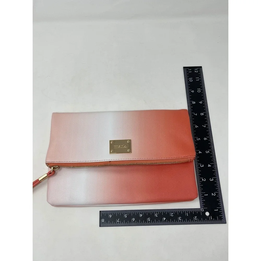 Mark Avon Women Coral White Ombre Foldover Clutch Bag Gold Tone Logo F3943331